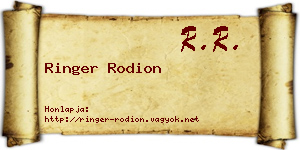Ringer Rodion névjegykártya